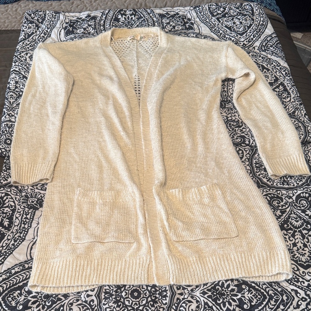 Pink Rose Cream Knit Cardigan